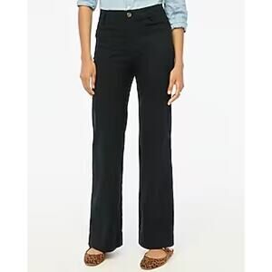 J. Crew Lizzie Pants High-Rise Patch-Pocket Wide-Leg Linen Blend Black Sz 27 NEW
